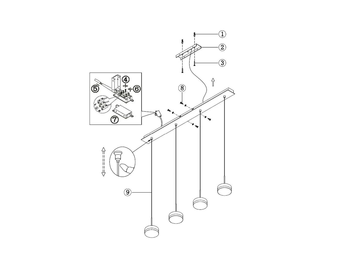 Suspension Fabas Luce Dunk 4 lumières - LED 32W dimmable - Laiton satiné Design linéaire