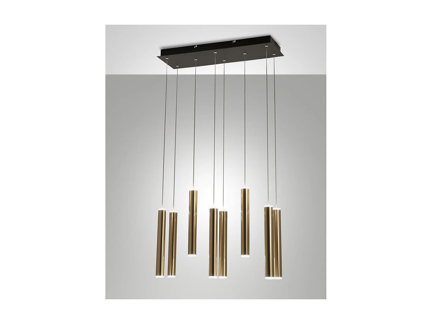Suspension Fabas Luce Prado 8 lumières - LED 52W à intensité variable - Design linéaire en laiton