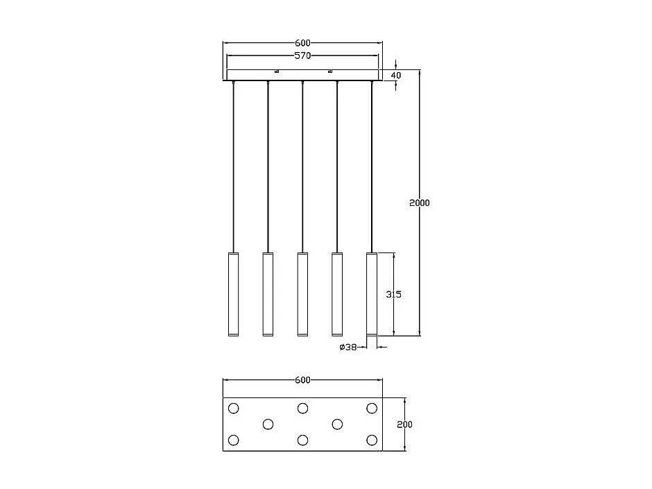 Suspension Fabas Luce Prado 8 lumières - LED 52W à intensité variable - Design linéaire en laiton