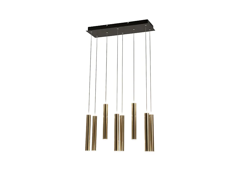 Suspension Fabas Luce Prado 8 lumières - LED 52W à intensité variable - Design linéaire en laiton