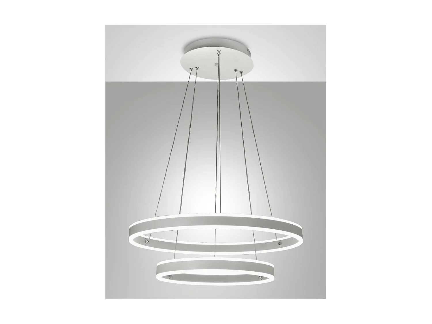 Palau LED hanglamp 108W 3000K dimbaar Ø60 en Ø40 cm zilver - twee ringen van metaal en methacrylaat