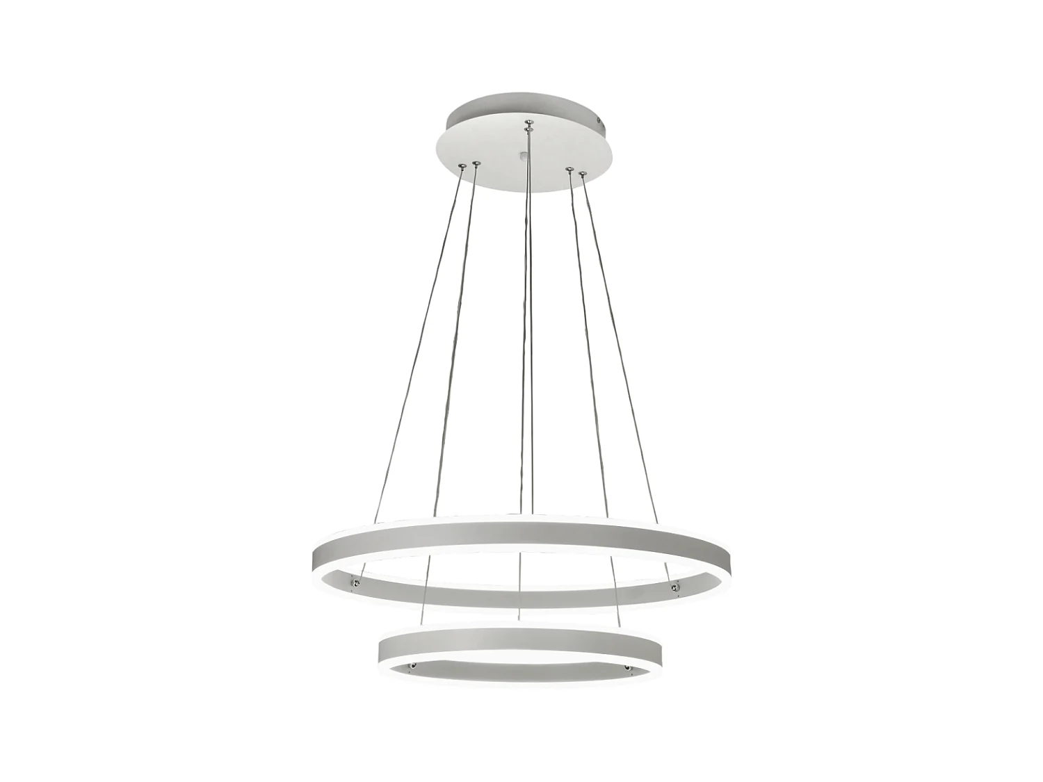 Palau LED hanglamp 108W 3000K dimbaar Ø60 en Ø40 cm zilver - twee ringen van metaal en methacrylaat