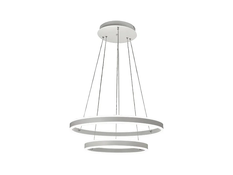 Palau LED hanglamp 108W 3000K dimbaar Ø60 en Ø40 cm zilver - twee ringen van metaal en methacrylaat