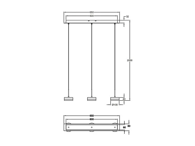 Lámpara colgante Fabas Luce Dunk de 3 luces - LED regulable de 24 W - Aluminio cepillado Diseño lineal