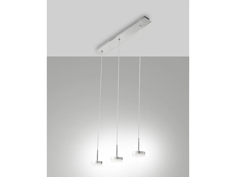 Fabas Luce Dunk pendellampe med 3 lys - 24W dæmpbar LED - Børstet aluminium lineært design