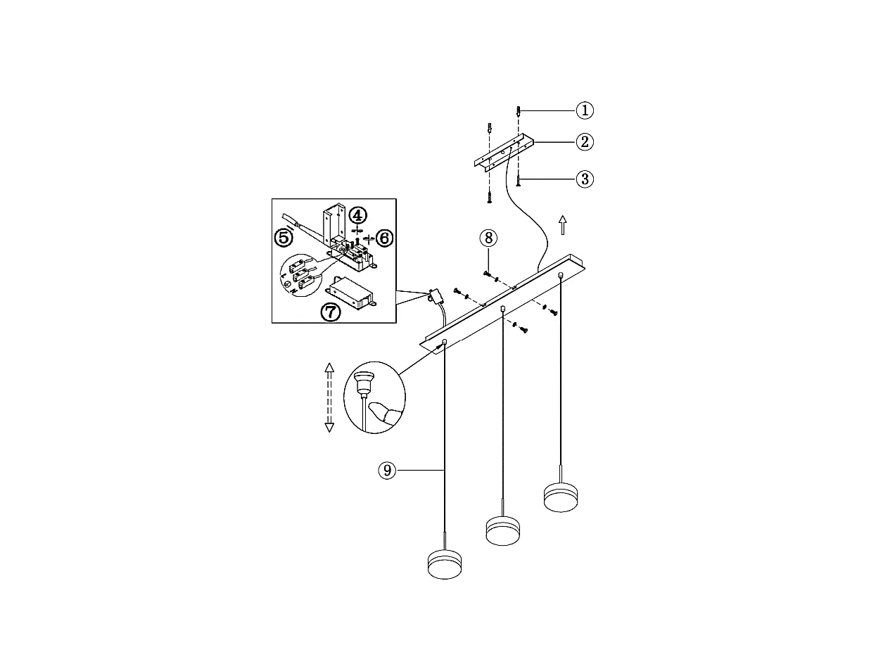 Lámpara colgante Fabas Luce Dunk de 3 luces - LED regulable de 24 W - Aluminio cepillado Diseño lineal