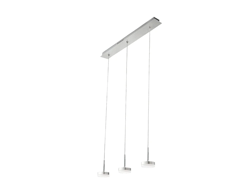 Fabas Luce Dunk pendellampe med 3 lys - 24W dæmpbar LED - Børstet aluminium lineært design
