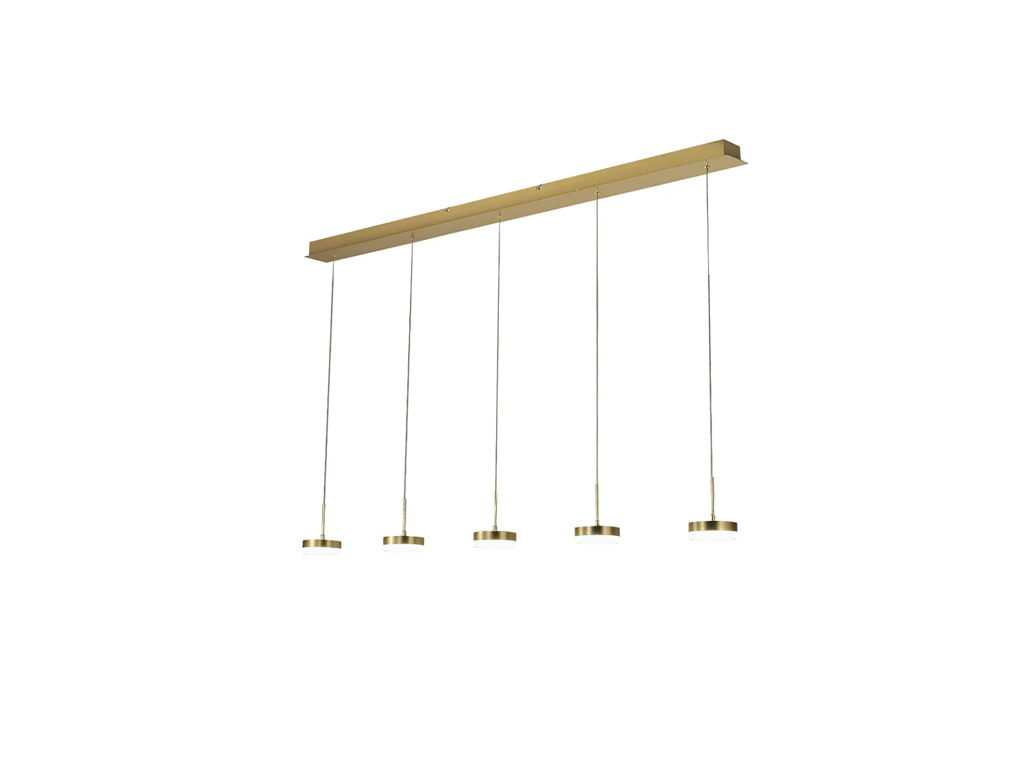 Suspension Fabas Luce Dunk 5 lumières - LED 40W dimmable - Laiton satiné Design linéaire