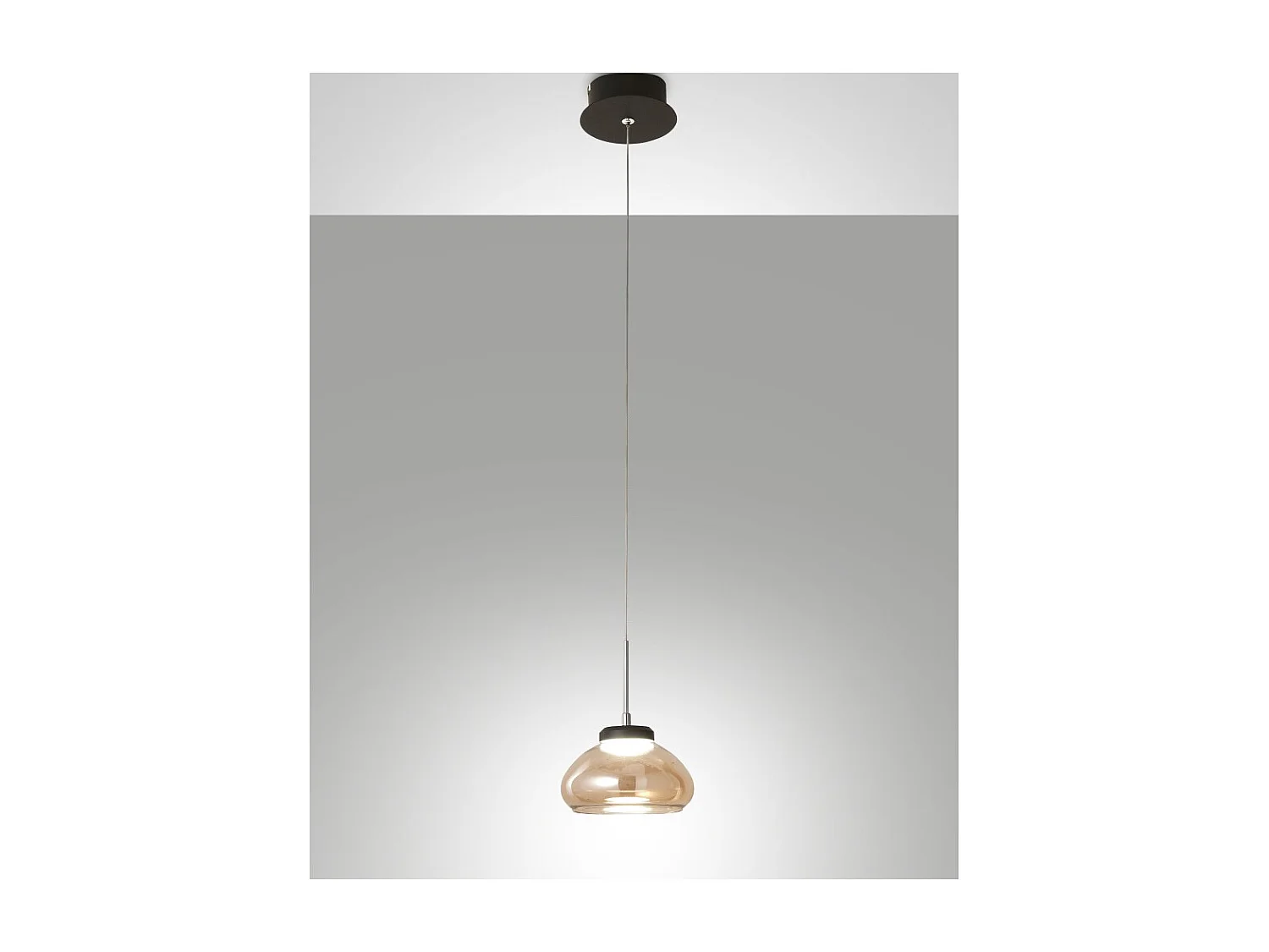 Arabella - Enkele hanglamp van Fabas Luce - 8W LED - Plafondlamp Diameter 14cm Amber