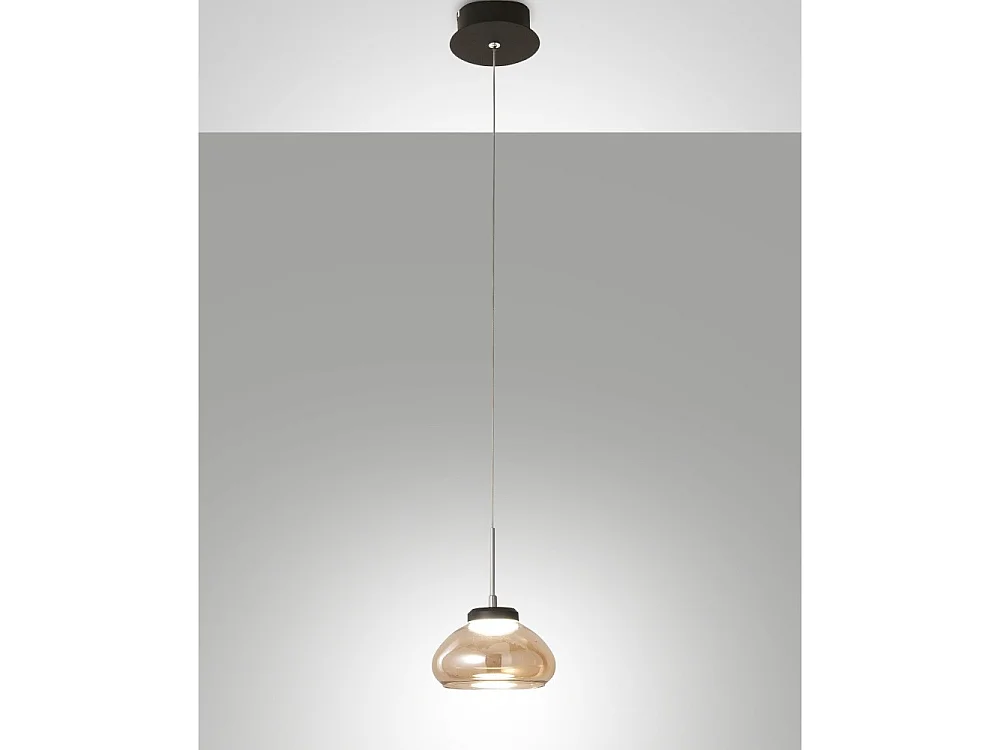 Arabella - Enkelt pendellampe fra Fabas Luce - 8W LED - Loftlampe diameter 14 cm rav
