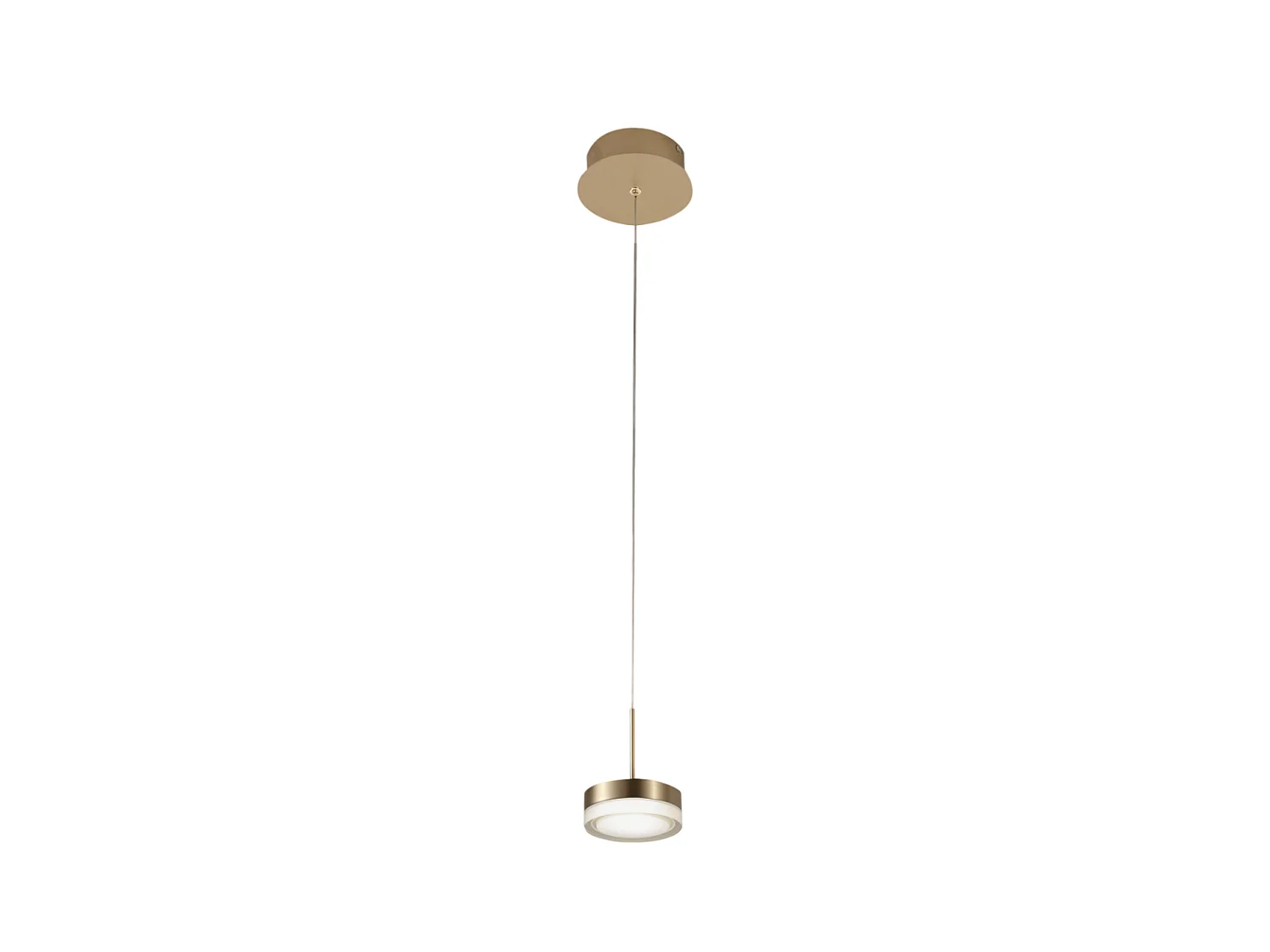 Dunk - Suspension simple en laiton satiné de Fabas Luce - LED 8W dimmable, design moderne