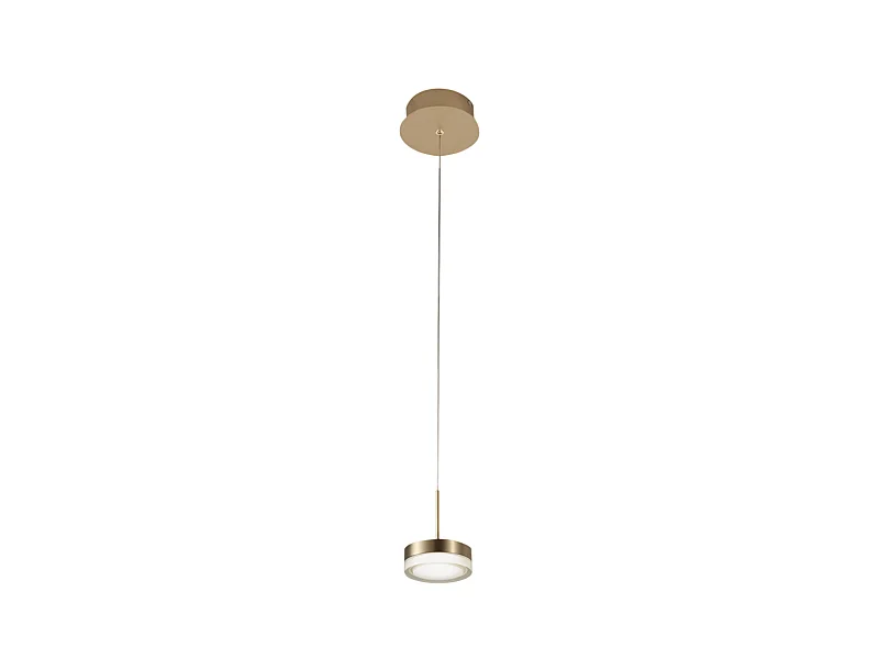 Dunk - Suspension simple en laiton satiné de Fabas Luce - LED 8W dimmable, design moderne
