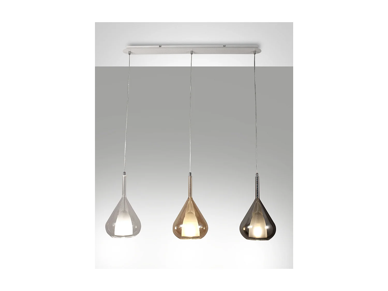 Lámpara colgante LED Lila de metal y cristal borosilicato 3481-48-297 Fabas Luce