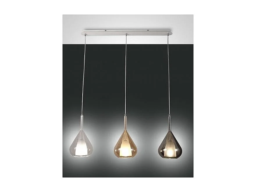 Lámpara colgante LED Lila de metal y cristal borosilicato 3481-48-297 Fabas Luce