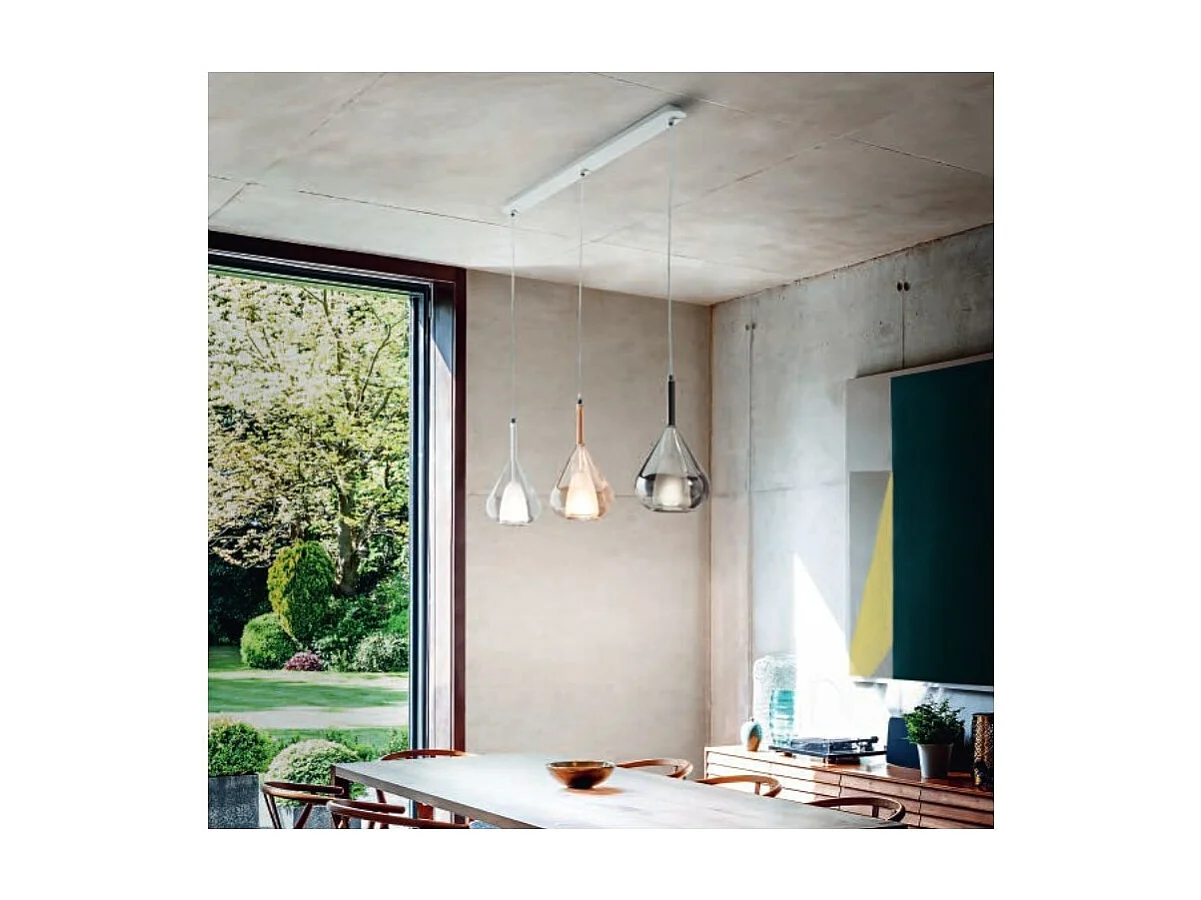 Lámpara colgante LED Lila de metal y cristal borosilicato 3481-48-297 Fabas Luce