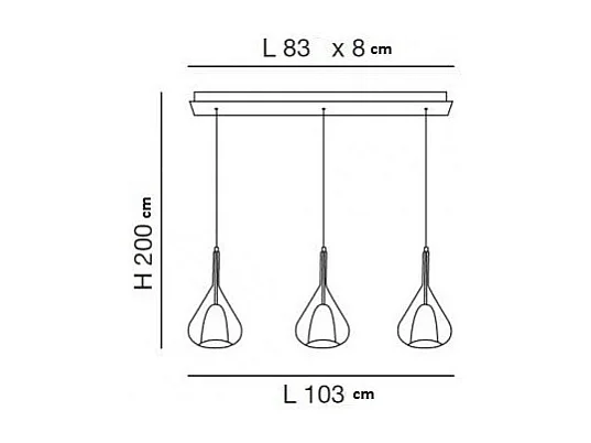 Lámpara colgante LED Lila de metal y cristal borosilicato 3481-48-297 Fabas Luce