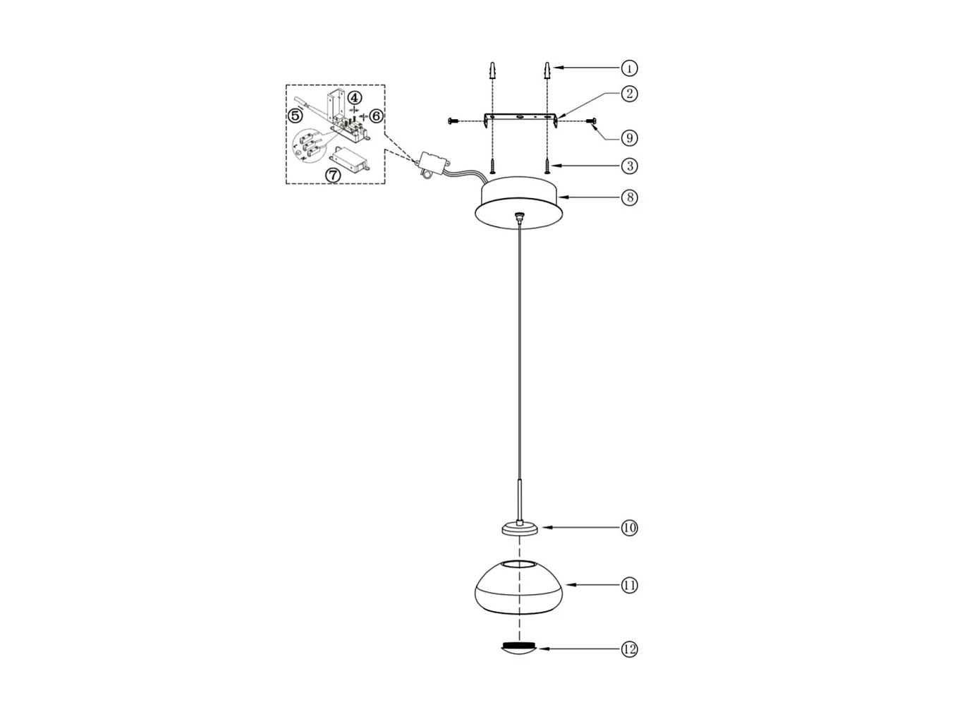 Arabella - Einzelne Pendelleuchte von Fabas Luce - 8W LED - Deckenleuchte Durchmesser 14cm Geräuchert