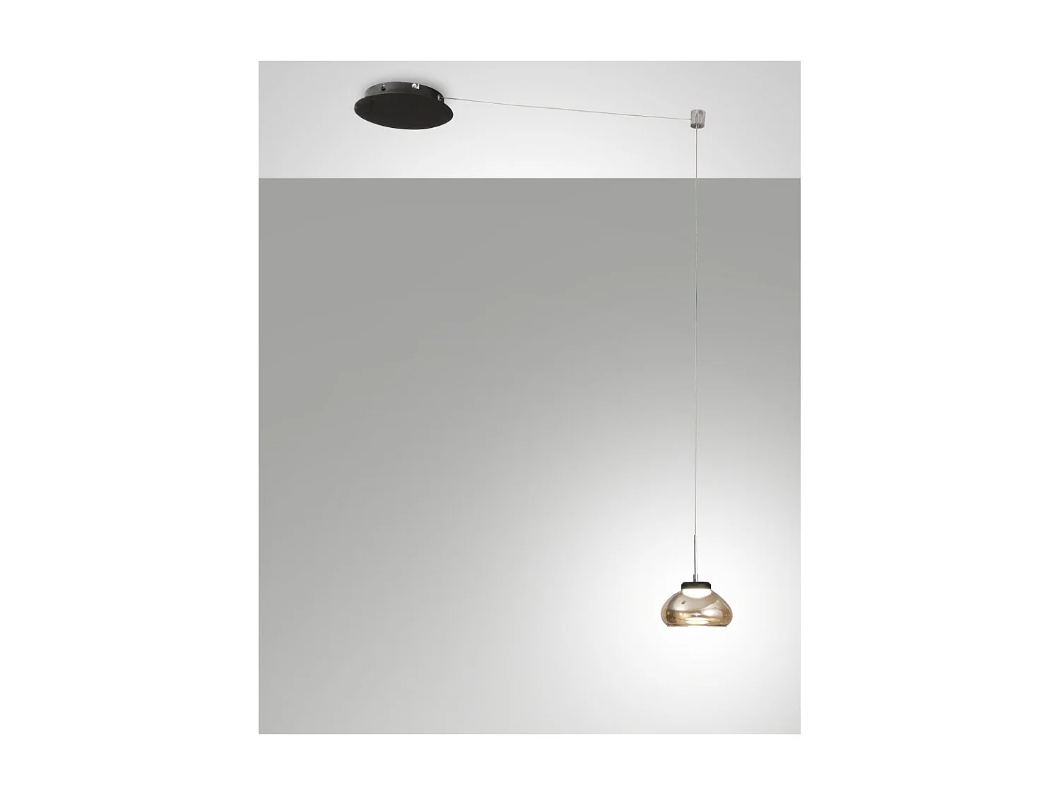 Arabella - Amberkleurige decentrale hanglamp - Fabas Luce - 8W dimbare LED - Decentrale montage
