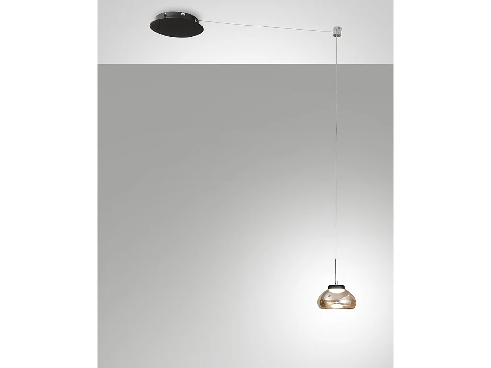 Arabella - Ravfarvet decentraliseret pendellampe - Fabas Luce - 8W dæmpbar LED - Decentraliseret montering