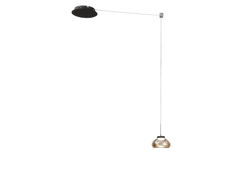 Arabella - Ravfarvet decentraliseret pendellampe - Fabas Luce - 8W dæmpbar LED - Decentraliseret montering