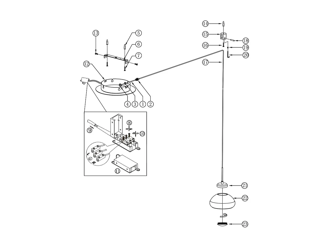 Arabella - Lámpara colgante ahumada descentralizada - Fabas Luce - LED regulable 8W - Montaje descentralizado