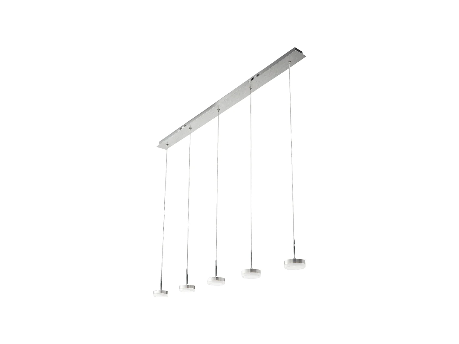 Lámpara colgante Fabas Luce Dunk de 5 luces - LED regulable de 40 W - Aluminio cepillado Diseño lineal