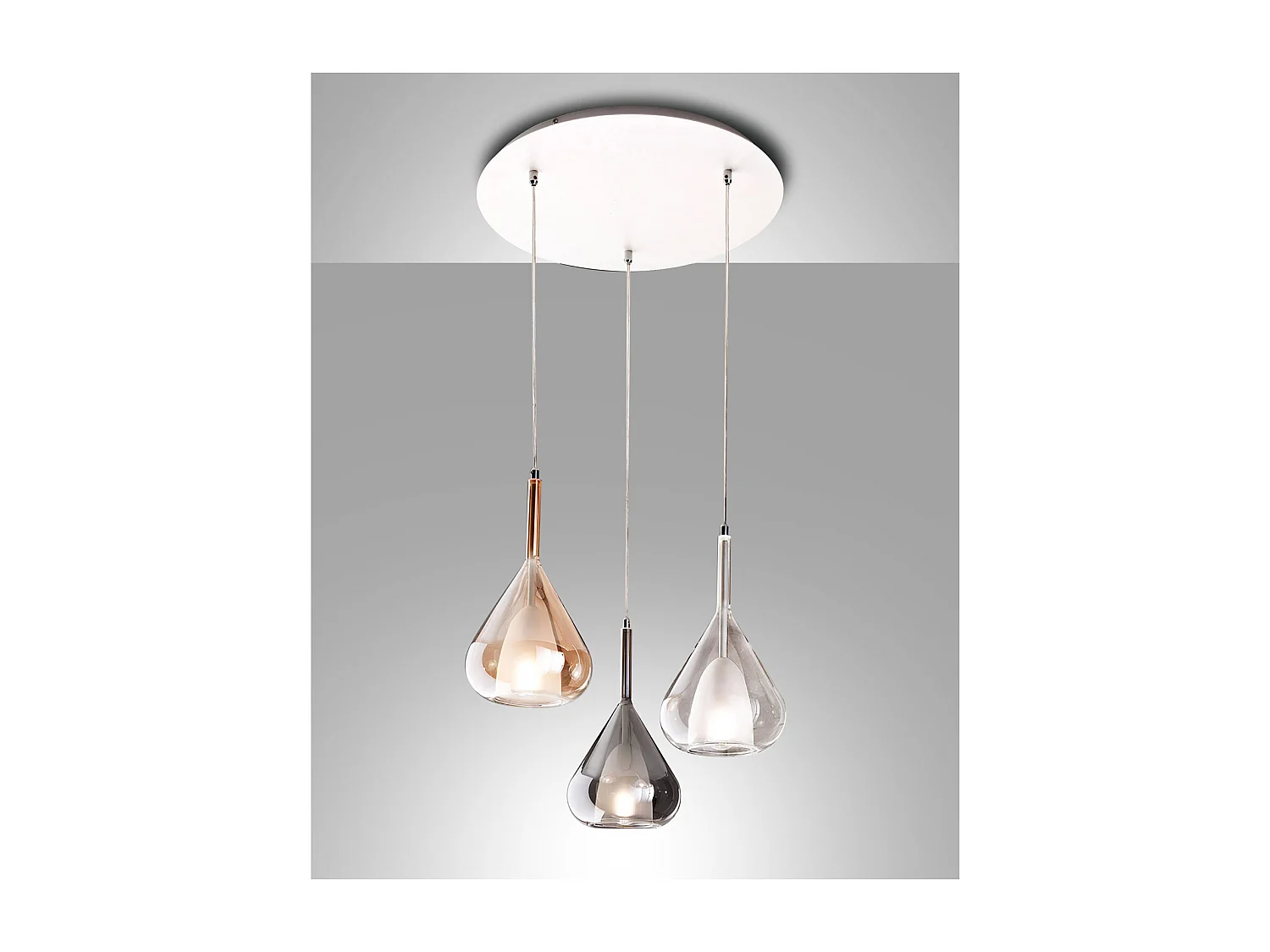 Lámpara colgante LED Lila de metal y cristal borosilicato 3481-47-297 Fabas Luce