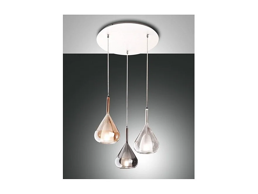 Lámpara colgante LED Lila de metal y cristal borosilicato 3481-47-297 Fabas Luce