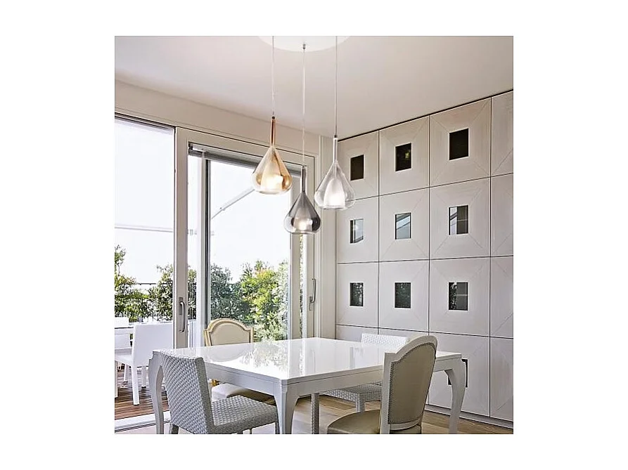 Lámpara colgante LED Lila de metal y cristal borosilicato 3481-47-297 Fabas Luce