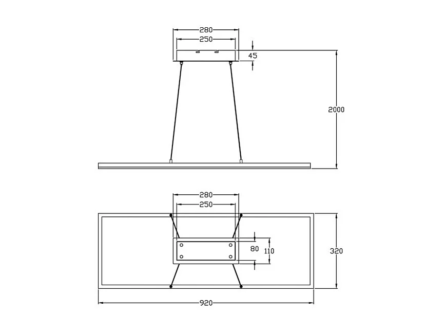 Lámpara colgante de techo LED Bard 52W Negro 3394-45-101 Fabas Luce