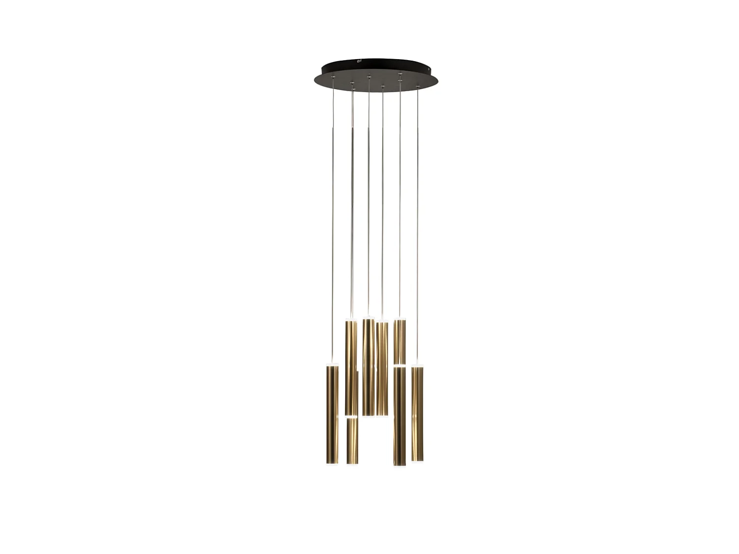 Suspension circulaire Fabas Luce Prado à 8 lumières - LED 52W à intensité variable - Rosace ronde en laiton