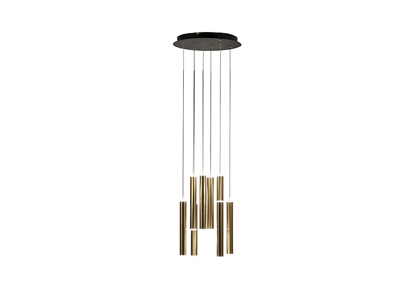 Suspension circulaire Fabas Luce Prado à 8 lumières - LED 52W à intensité variable - Rosace ronde en laiton