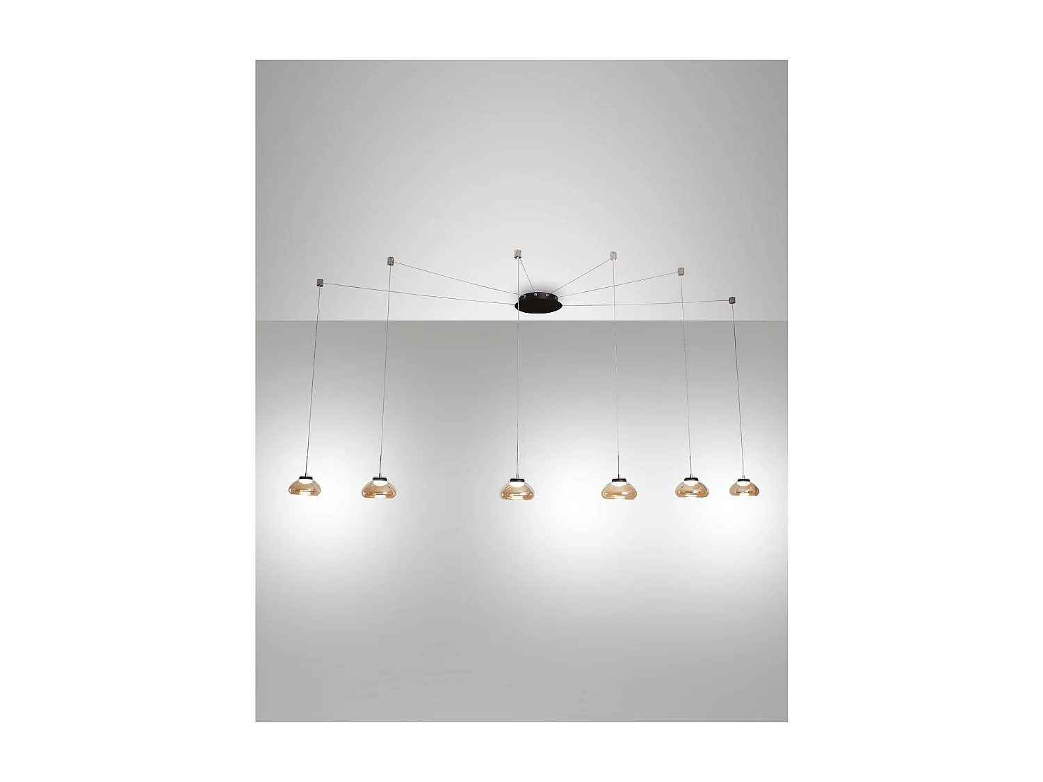 Arabella LED-hangende kroonluchter in metaal en geblazen glas amber 3547-46-125 Fabas Luce