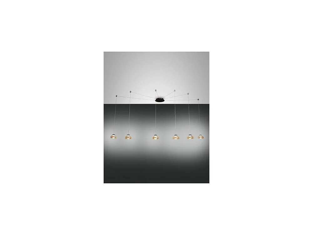 Arabella LED pendant lamp in metal and amber blown glass 3547-46-125 Fabas Luce
