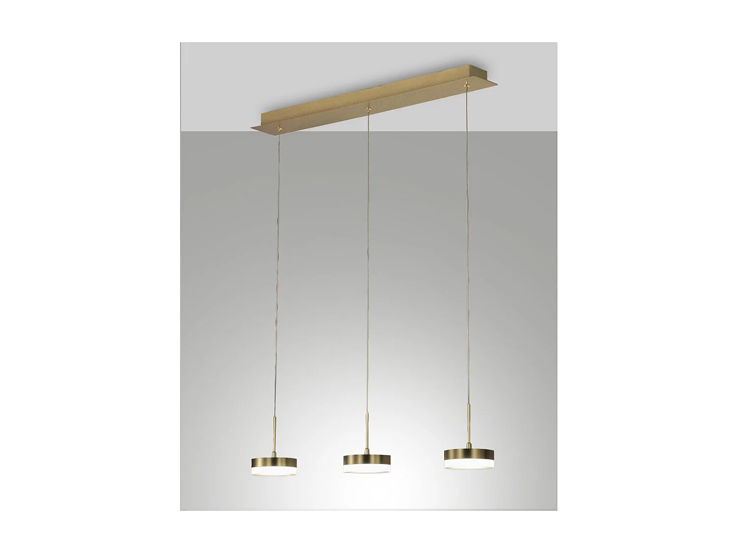 Suspension Fabas Luce Dunk 3 lumières - LED 24W dimmable - Laiton satiné Design linéaire