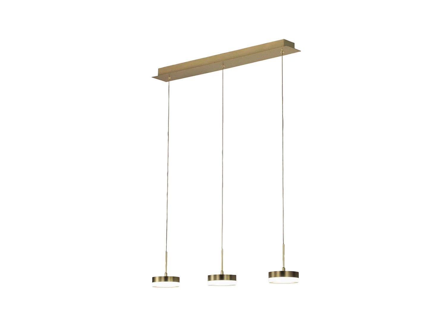 Suspension Fabas Luce Dunk 3 lumières - LED 24W dimmable - Laiton satiné Design linéaire