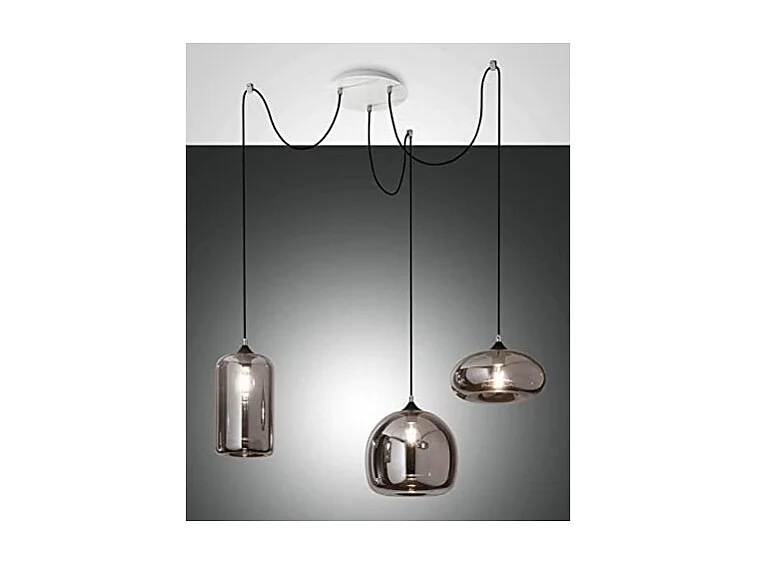 Fiona LED hangkroonluchter in metaal en gerookt geblazen glas 3496-47-126 Fabas Luce