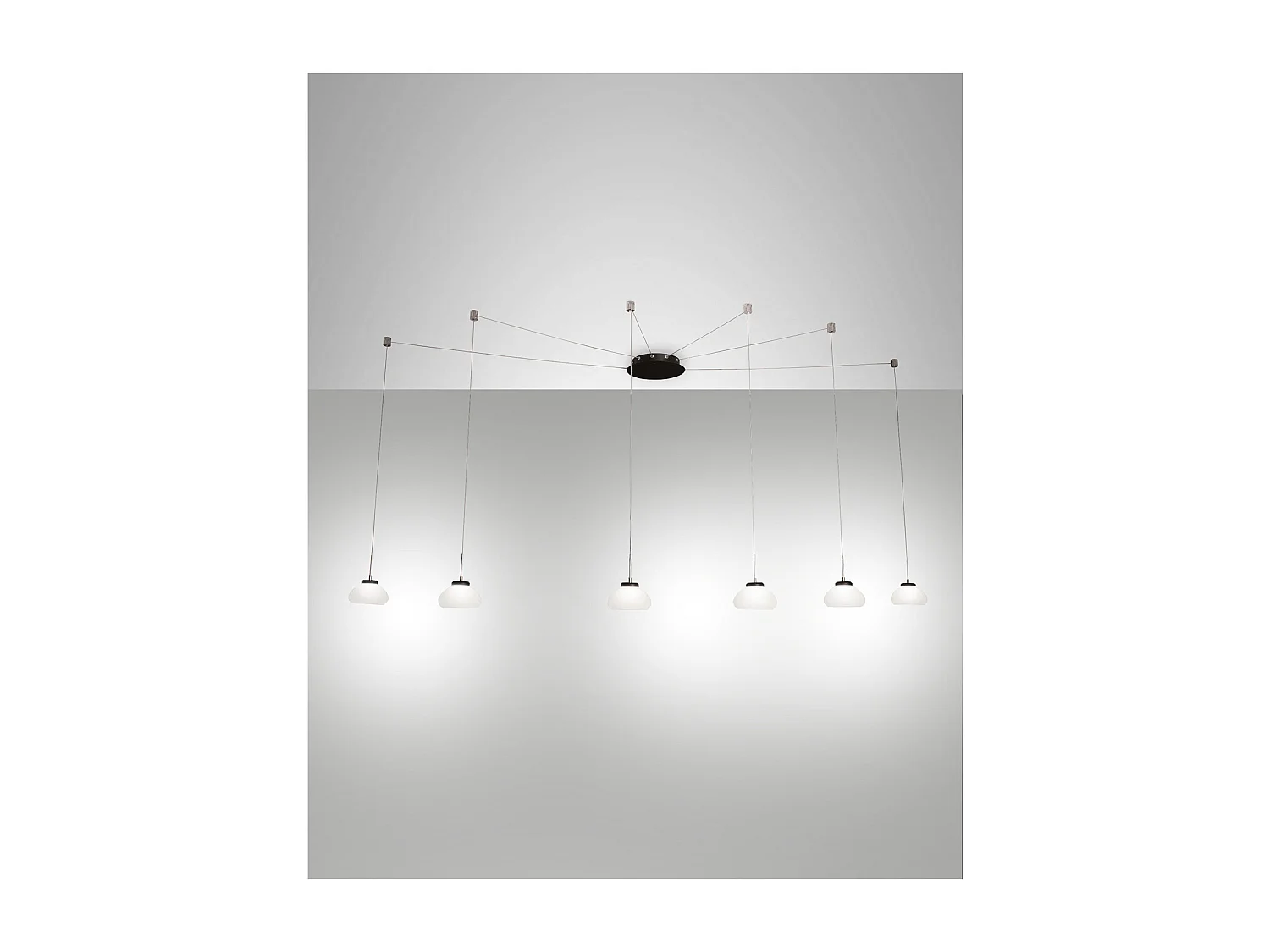 Arabella LED-pendelkroonluchter in metaal en wit geblazen glas 3547-46-102 Fabas Luce