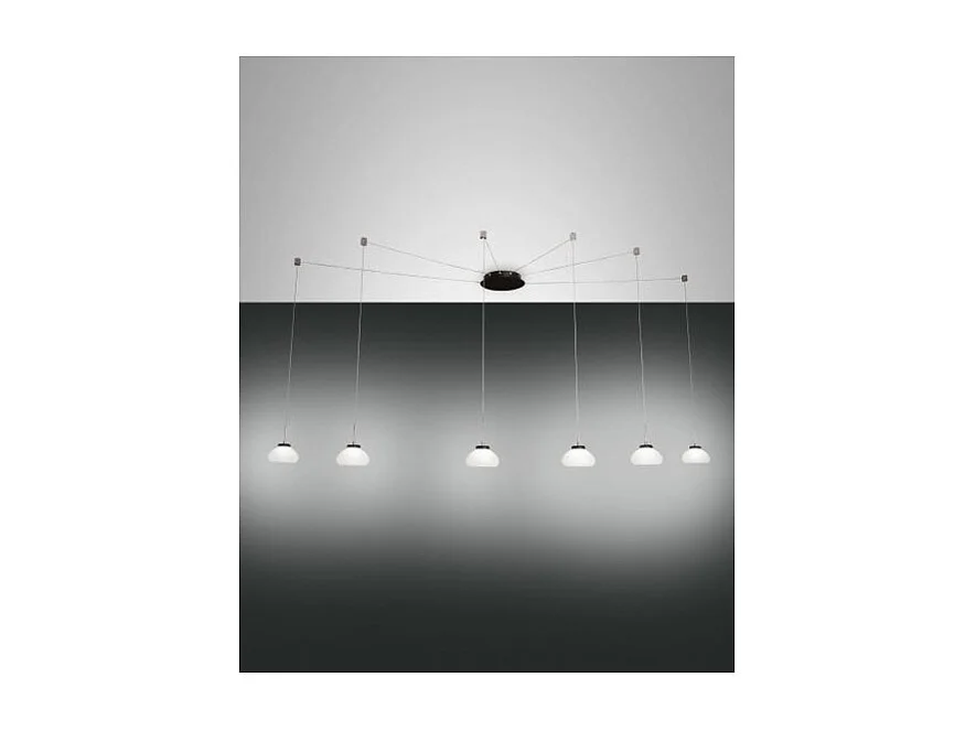Arabella LED-pendelkroonluchter in metaal en wit geblazen glas 3547-46-102 Fabas Luce