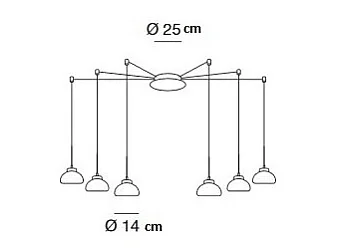 Arabella LED-pendelkroonluchter in metaal en wit geblazen glas 3547-46-102 Fabas Luce