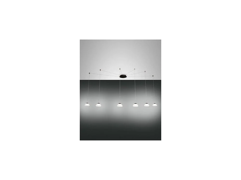 Arabella LED pendant lamp in metal and white blown glass 3547-46-102 Fabas Luce