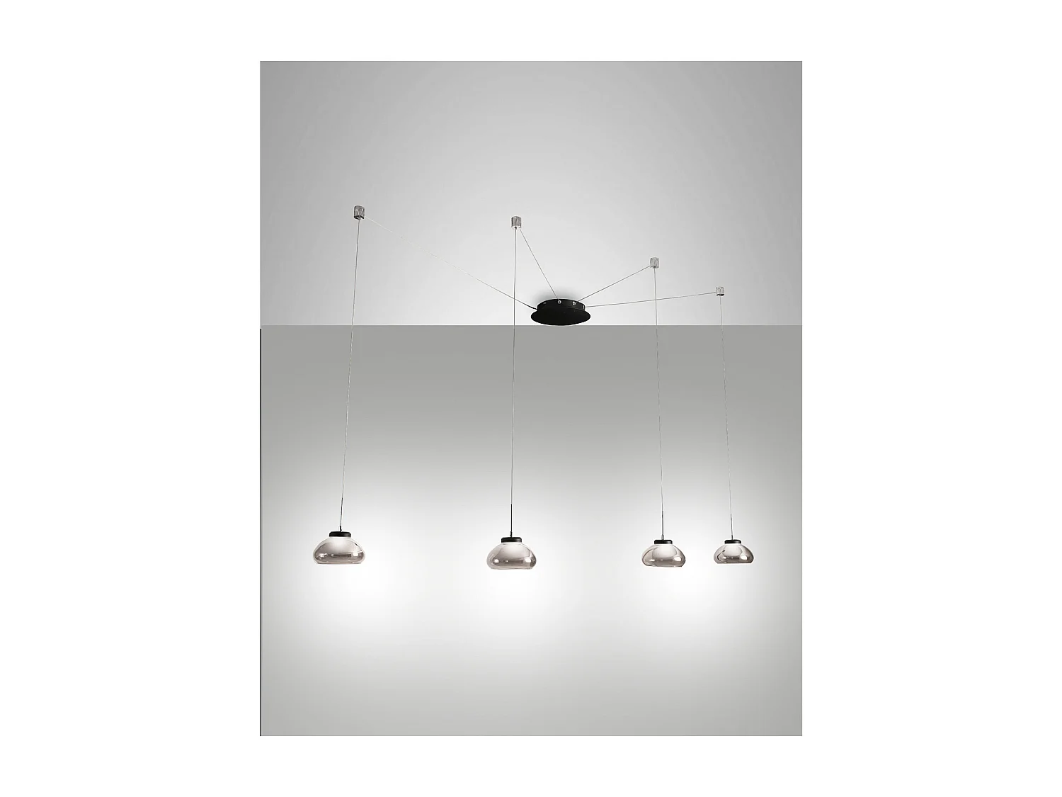 Arabella LED-hangende kroonluchter in metaal en gerookt geblazen glas 3547-49-126 Fabas Luce