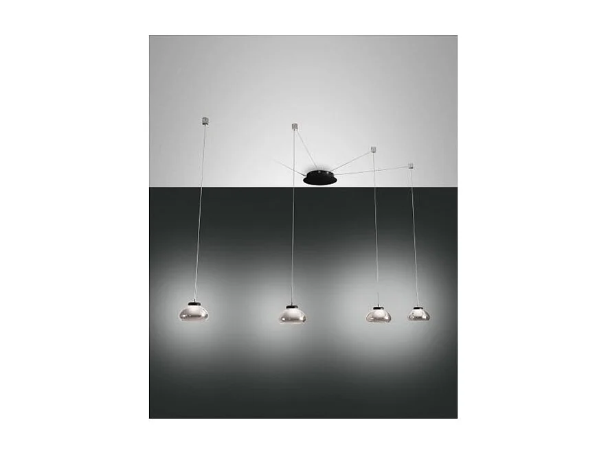 Arabella LED-hangende kroonluchter in metaal en gerookt geblazen glas 3547-49-126 Fabas Luce