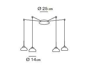 Arabella LED-hangende kroonluchter in metaal en gerookt geblazen glas 3547-49-126 Fabas Luce