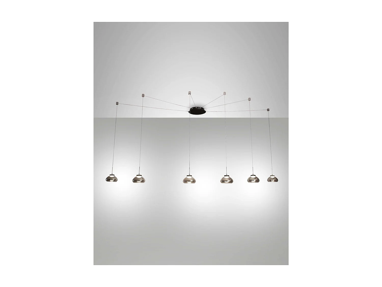 Arabella LED-hangende kroonluchter in metaal en gerookt geblazen glas 3547-46-126 Fabas Luce