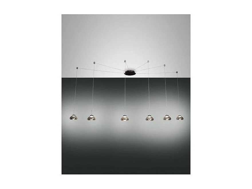 Arabella LED-hangende kroonluchter in metaal en gerookt geblazen glas 3547-46-126 Fabas Luce
