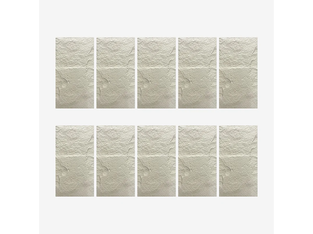 Pannello decorativo effetto roccia pietra 3D set 10 pz 7,2 mt2 rivestimento murale in PU 120 x 60 x 3 Bianco Leccese