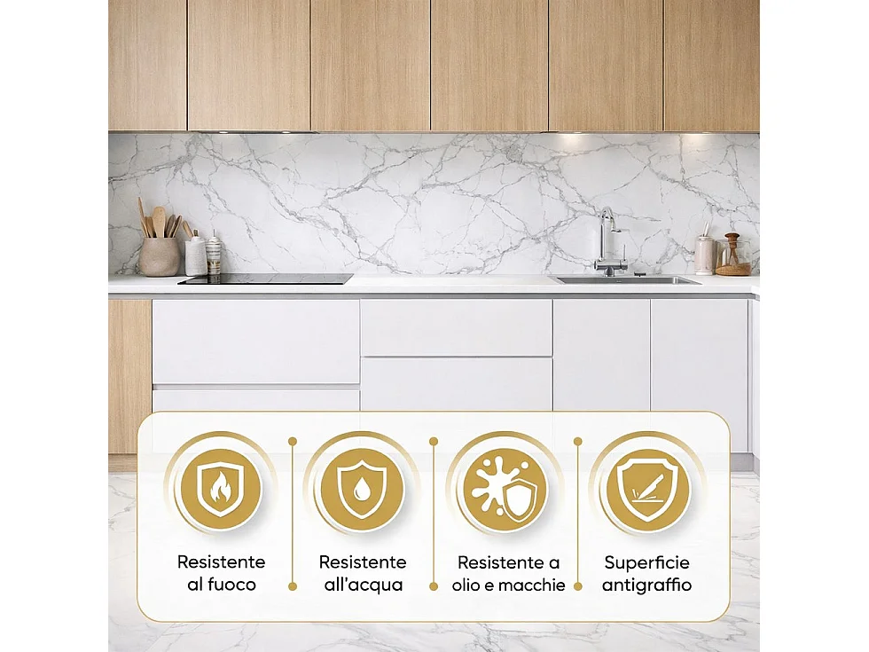 Pannello decorativo effetto marmo gres porcellanato set 6 pz 4,3 mt2 rivestimento murale PVC in UV 120 x 60 Marmo Beige