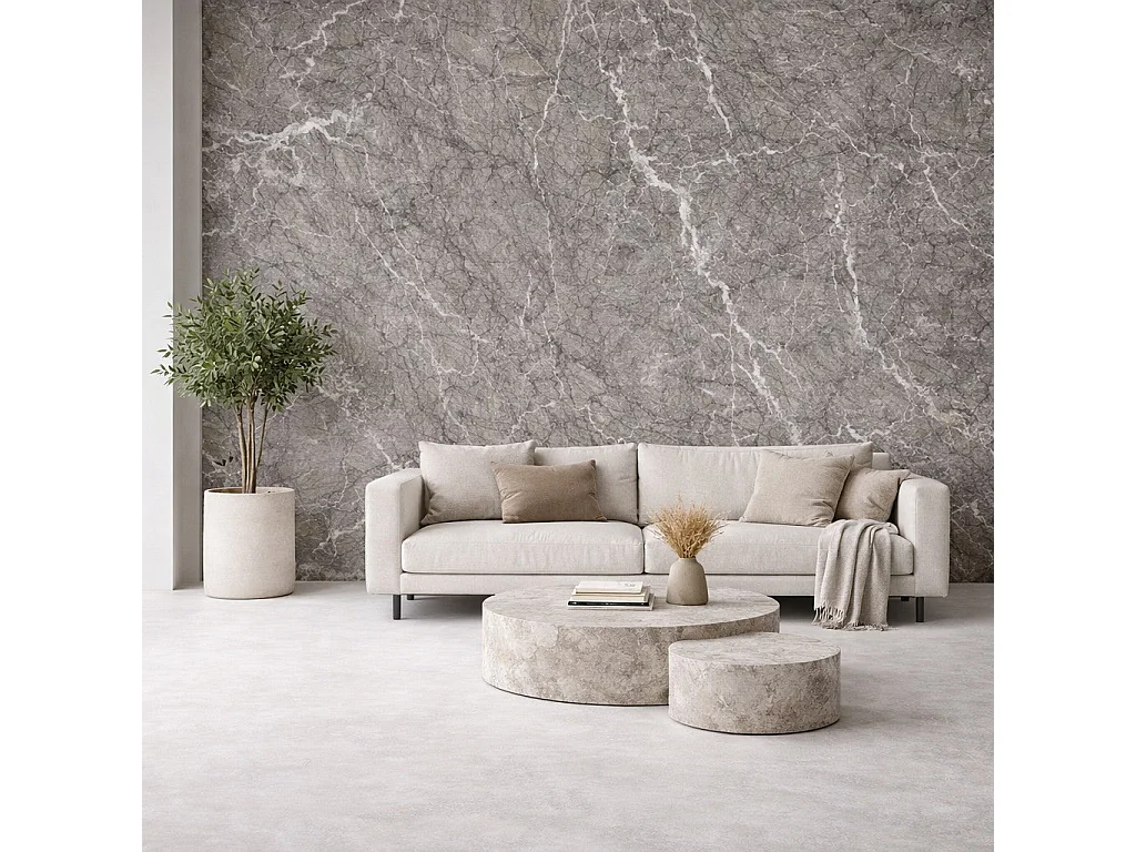 Pannello decorativo effetto marmo gres porcellanato set 6 pz 4,3 mt2 rivestimento murale PVC in UV 120 x 60 Marmo Grigio