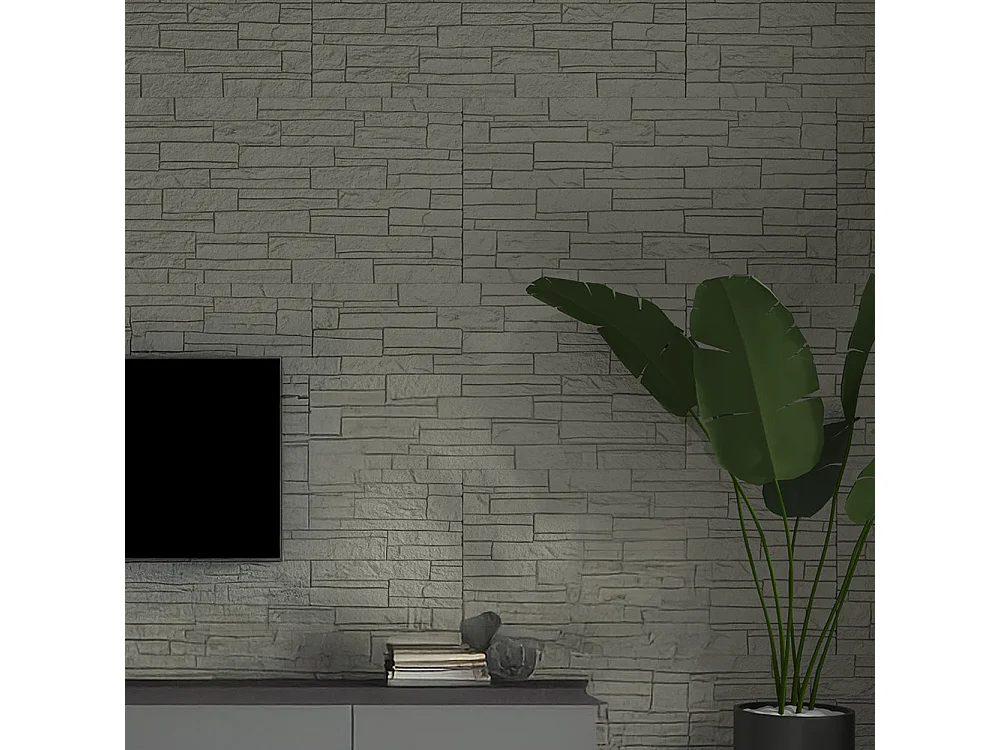 Zestaw dekoracyjnych paneli 3D z efektem cegły i kamienia, 12 szt., 8,6 m2, okładzina ścienna PU, 120 x 60 x 2,5, kolor Greige Tortora